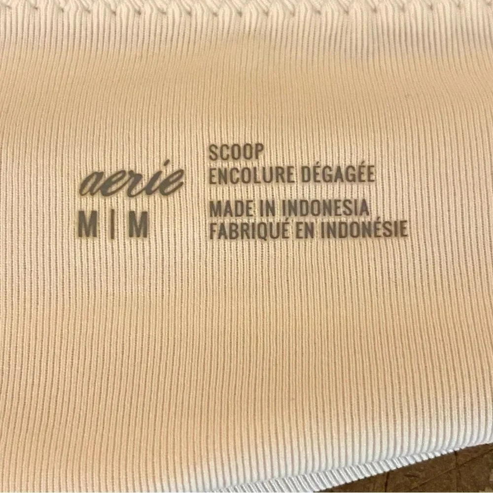 Aerie Bikini Scoop Side Tie SZ Medium Navy Blue White Stripe Wide Strap